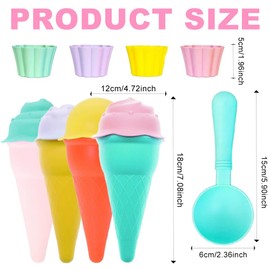 13 Piece Ice Cream Beach Set , Sand Toys Beach Toys for Kids , Ice Cream Bath Toy, Kids Travel Toys -Ice Cream Mould Set With Cones Scoop And Tubs