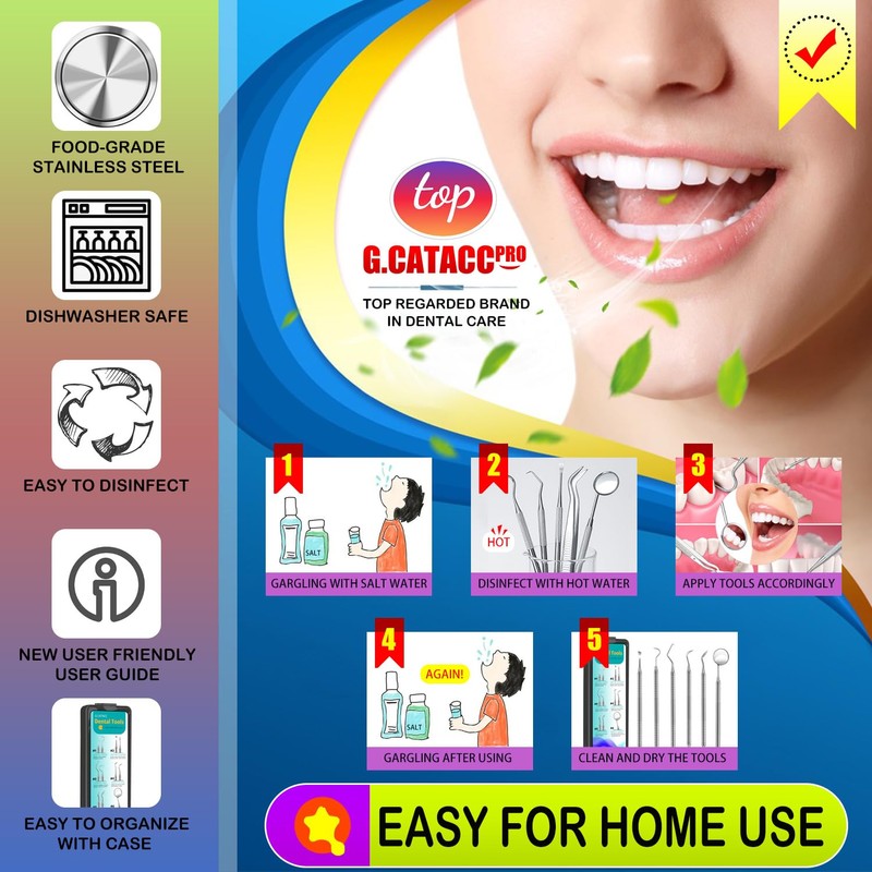 CATACC PRO Dental Tools, 6 Pack Teeth Cleaning Tools, Professional