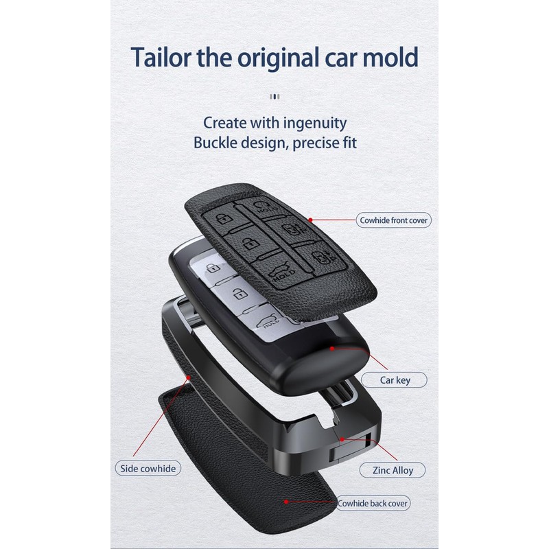 TECART For Genesis leather Key Fob Cover Metal Key Case