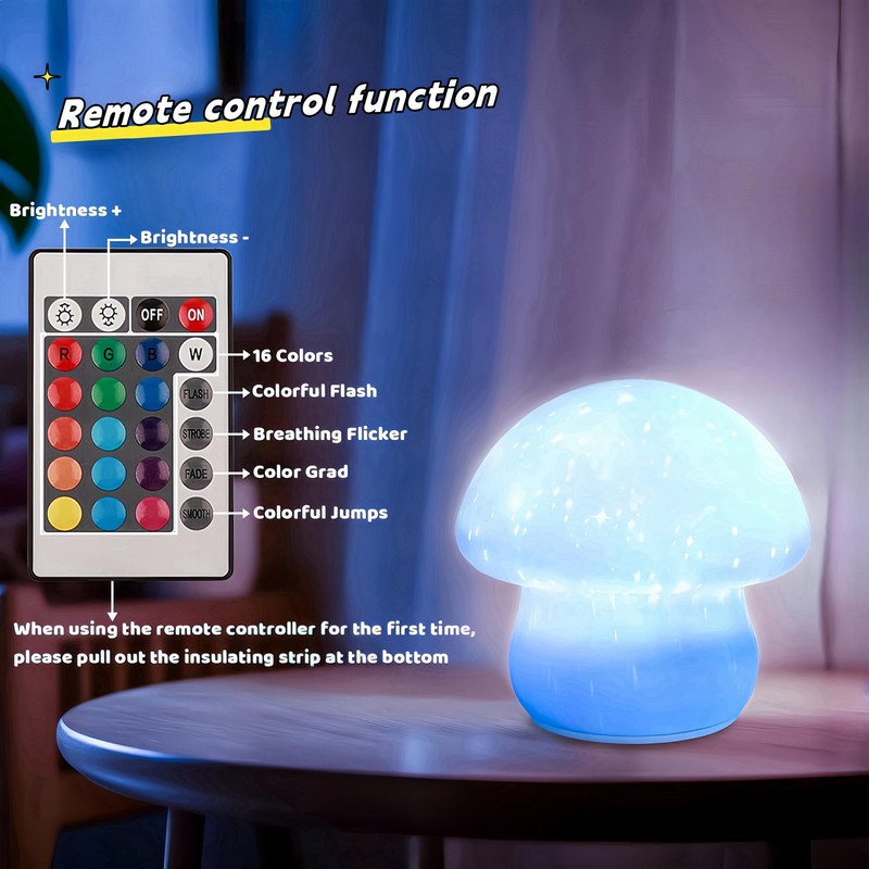 ANGTUO 16 Colors Mushroom Night Light Include Remote Control, Mushroom