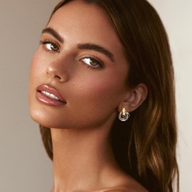 GAOKOXI Gold Silver Statement Knot Earrings for Women ChunkyGold Silver Geometric Drop Dangle Earrings Trendy Jewelry Gift