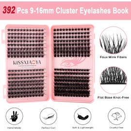 Individual Cluster Lashes, 392 Pieces, Wide Stem D Curl, 9-16 Mixed DIY Eyelash Extensions, False Eyelashes, Natrual Soft Mega, 4 Styles for Personal Start Make-Up Use at Home (Mix 9-16 mm Eyelashes B