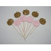 Set of 24 Gold glitter & Baby Pink little pumpkin