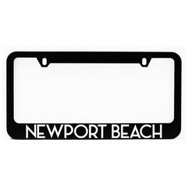 License Plate Frame, Newport Beach Black Plate Holder, Tag Cover, Car Frame, Auto Accessories, Cool Decoration, for USA & Canada License Plate