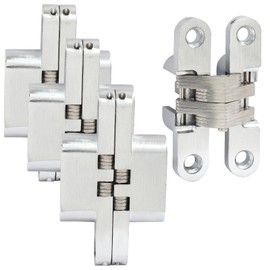 Cionyce 4Pcs 2-3/8" Hidden Hinge Stainless Steel Invisible Hinges, 180 Degree Hidden Hinges with Screws, Concealed Hinge for Cabinet, Folding Door, Folding Table and Cupboard