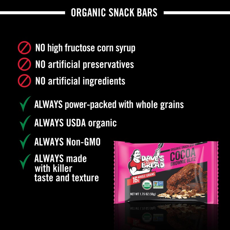 Dave's Killer Bread Cocoa Brownie Blitz Organic Snack Bars, 4