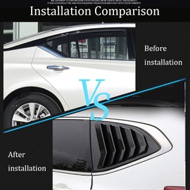 BOLTRY Rear Side Window Louvers for Nissan Altima 2019 2020 2021 2022 2023 2024 ABS Carbon Fiber Print Air Vent Scoop Shades Cover Blinds Trim