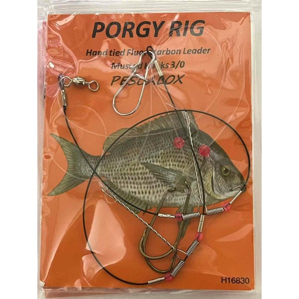 PESCALOX 10Packs high Low rig Fluorocarbon Leader Seabass Porgy (Baitholder
