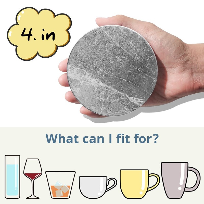 LIFVER Coasters - Coasters Set of 6 - Grey Coasters