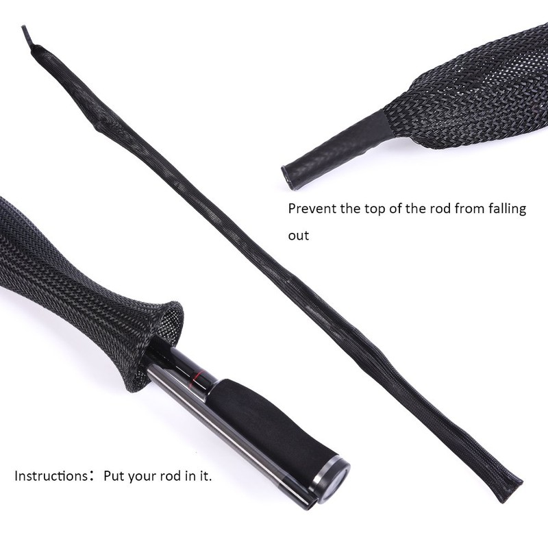LEOFISHING Fishing Rod Sleeve Braided Mesh Rod Protector Fishing Rod