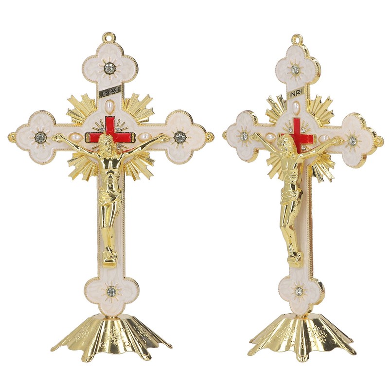 Metal Enamel Crosses Enamel Coating Anti Rust Gold White Crosses