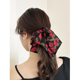 PLwelth Flower Scrunchies for Women Girls Cute Elastic Hair Ties Ponytail Holder Square Floral Hair Scrunchy for Thin Thick Curly Hair French Fashion Hair Bands Accessories for Daily Party Decoration