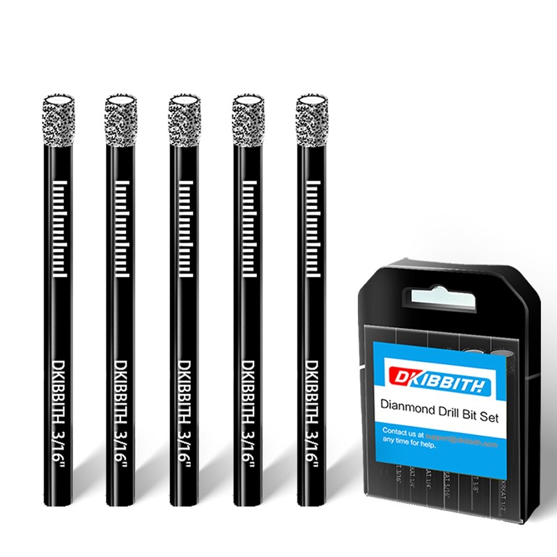 5-Pack 3/16" Dry Diamond Drill Bits Set, 5mm Tile Drill
