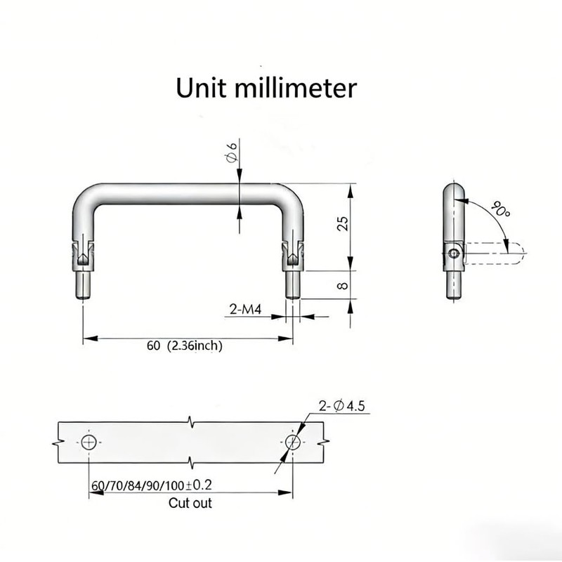 KVSXUIDU 90-Degree Folding Solid Handle, Electric Cabinet Handle, Industrial Cabinet