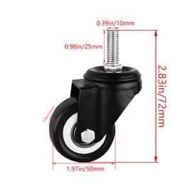 MroMax 4Pcs Casters Wheels 50mm Wheel Dia Top Flat Plate Rotatable M10 Swivel Casters for Small Machinery Trolleys Furniture and Rack J01524 Black