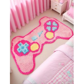 Pecfamly Washable Cute Pink Kawaii Anime Gaming Dorm Room Area Rugs Carpet for Bedroom Aesthetic, Cutecore Gamer Girl Dorm Room Bedroom Decor Aesthetic for Teen Girls
