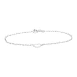 Kualitas Genuine 925 Sterling Silver 7.5" Open Heart Bracelet on Rolo Chain