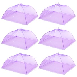 uxcell 6 Pcs Large and Tall Food Covers 17" Mesh Food Covers for Outdoors Collapsible Food Protector Covers Tent for Parties Outdoor Picnics BBQs, Purple