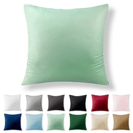 Alreya Renforcé Cushion Cover 50 x 50 cm - 100% Cotton with YKK Zip, Super Soft Pillowcase 50 x 50 cm, Pillow Slip, Green, Cushion Cover Only