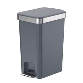 onlcuk Small Bathroom Trash Can with Lid Soft Close, 10 Liter/2.6 Gallon Slim Garbage Can-Metal Step and Press top Lid, Mini Modern Waste Basket for Toilet, Office, Bedroom,Dorm,Dark Gray