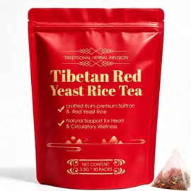 Tibetan Red Yeast Rice Tea Bags, Premium Herbal Infusion with 6 Precious Ingredients for Men And Women, Supports Daily Vitality, All-Natural Formulal, (1 Pack/30 Bags) (1pcs)