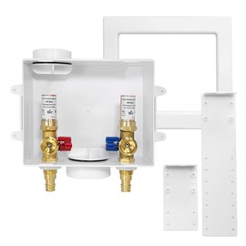 Seelink Washing Machine Outlet Box, Center Drain/Side Drain, 1/2 Inch Pex-A Inlet x 3/4 Inch MHT Outlet Connection, Laundry Washer Valve Outlet Box, with Copper Water Hammer Arrestor(WM013)