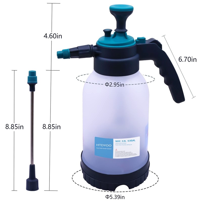 0.5 Gallon Garden Pump Sprayer, Hand Held Garden Sprayer, Water