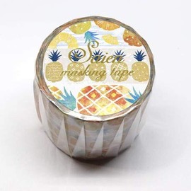 Kamiiso Sansho UR-2006 Masking Tape, Pineapple, Set of 3, Made in Japan, Approx. 0.6 inches (15 mm) Width x 3 Rolls
