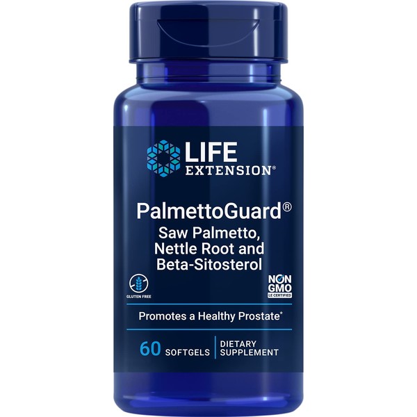 Life Extension Palmetto Guard Saw Palmetto, Nettle Root & Beta-Sitosterol Supplement Supports Healthy Prostate Function & Hormone Metabolism - Non-GMO, Gluten-Free - 60 Softgels