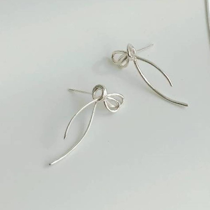 Silver 925 18K knotted ribbon earrings silver pink gold /