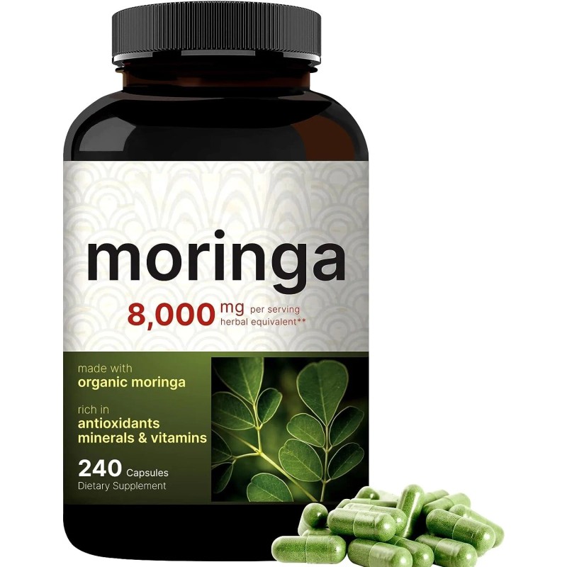 NatureBell Organic Moringa Oleifera 8000mg Antioxidant 240 Caps Non GMO/Gluten