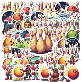 150Pcs Cartoon Bowling Stickers, Waterproof Bowling Sticker for Water Bottle Laptop Phone Cases Planner Skateboard Luggage Helmet Party Favor Decor, Ideal for Adults Teens Teacher Rewards C1R7P