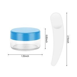 12pcs 10Gram/10ml Jars, Sample Pots, Mini Jars With Lids, Clear Round Plastic Jar With 1 Mini Spatulas For Various Cosmetic Products, Samples, Eye Shadow Lip Balm, and Nail Powder (Blue)