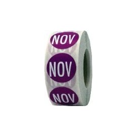 Lilac November Circle Month Stickers, 3/4 Inch Round, 500 Vibrant Adhesive Labels on a Roll for Scheduling, Organization, and Inventory - Made in The USA