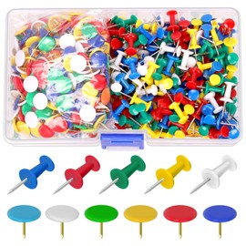 Wokape 1000 Pieces Colourful Thumbtacks Kit, Colours Plastic Roundness Push Pins, Bulletin Board Tack, Plastic Head Push Pins, Colourful Thumb Tacks, Multicoloured Pushpin Set for Office, School
