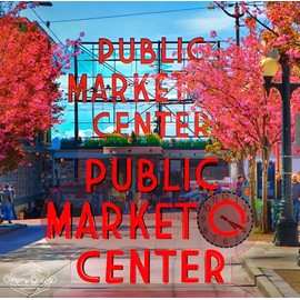 Seattle Pike Place Public Market Center Sign LED Replica - Energy Efficient Dimmable LEDs 19" x 16"