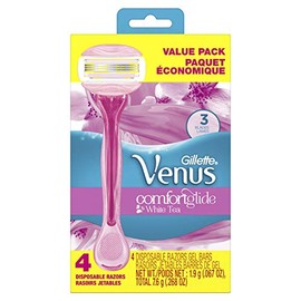 Gillette Venus ComfortGlide Maquinillas de afeitar desechables para mujer con aroma a té blanco, 4 unidades