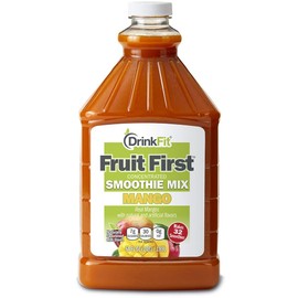 DrinkFit Fruit Smoothie | Real Fruit Puree, Low Sugar, Gluten:Free & Non:GMO, Mango Smoothie Mix : Makes 32 Smoothies, 64 Fl Oz (Mango)
