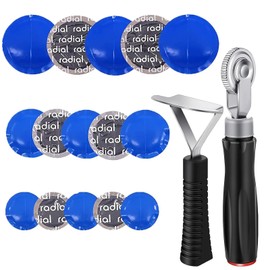 Z-oneMart 92 Pcs Tire Repair Patch Tools Kit,Tire Patches Kit 32mm 42mm 58mm Round Natural Rubber Tire Patch Automotive Tire Repair Kits with Tire Patch Roller Liner Scraper for Truck Bike Motorcycle