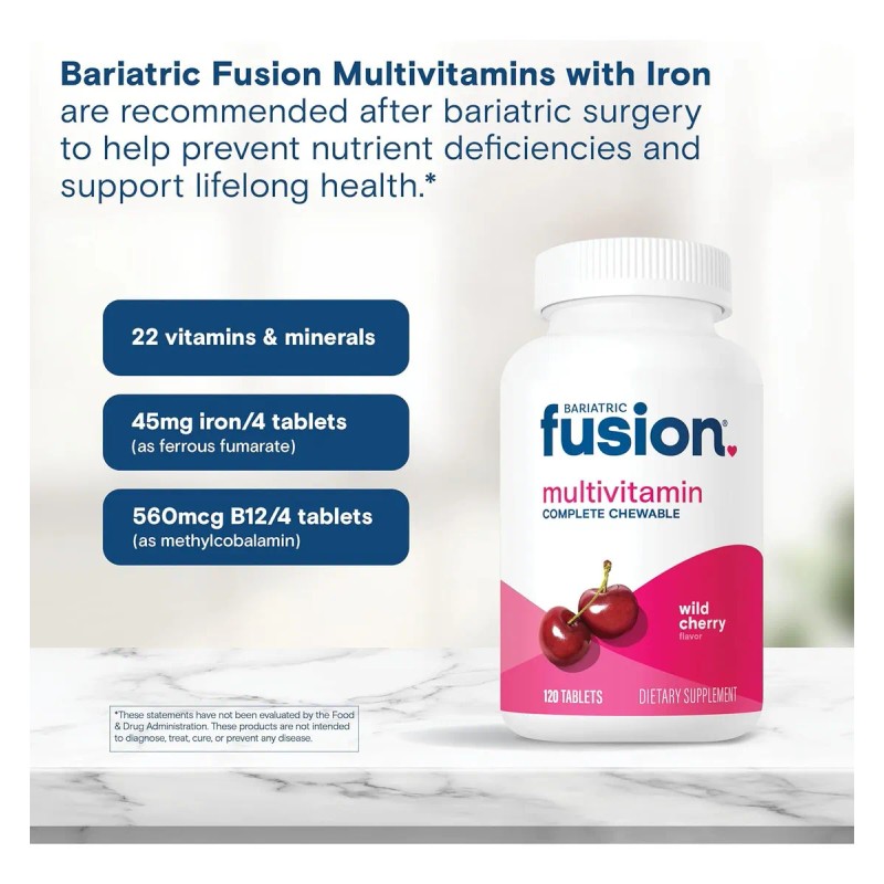 Bariatric Fusion Multivitaminas Masticables Cereza 120 Tabs Post Cirugía