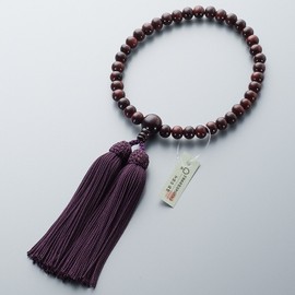Altar Shop Takita Shoten Women's Rosewood (Glossy) 0.3 inch (8 mm) Ball with Pure Silk Head Tassel with Prayer Bag for All Denominations, Kyoto Prayer Beads, Certificate Included