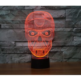SUPERRUIDALONG 3D Skull Shape Night Light, 7/16 Color Changing LED Remote Control Table Lamp Acrylic Flat ABS Base USB Home Decoration Birthday Christmas Kids Gift