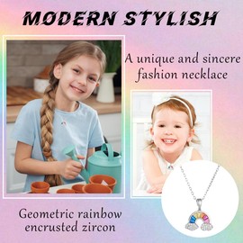 Rainbow Zirconia Necklace, Rainbow Studded Zircon Pendant, Children's Rainbow Cloud Necklace, for Party Gifts, Birthday
