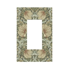 William Morris Pimpernel Flowers Single Light Switch Cover Plate Vintage Floral Green Botanical 1 Gang Rocker Switchplate Decorative Electrical GFCI Wallplate for Country Bedroom Home Décor