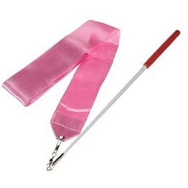 HOMEBT 2M Pieces Dance Ribbons Streamers Rhythmic Gymnastics Ribbon Wands for Kids Artistic Dancing, Baton Twirling Pink