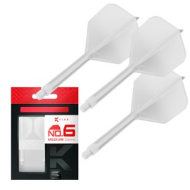 TARGET Darts K Flex Integrated Dart Flight and Shaft, No.6 White (Medium) | Pack of 3 K-Flex - No 6, Precision Moulded 2-in-1 Dart Flights and Dart Stem | Professional Dart Accessories