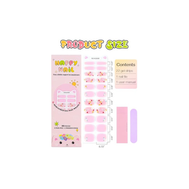 EBANKU - Tiras de uñas de gel semicuradas para niños,