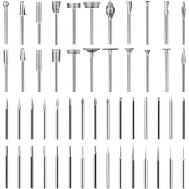 50 Pcs Diamond Grinding Bits, Polishing Drill Bit Set, Compatible with Dremel, High-Speed Steel for Glass, Stone, Ceramic, Multi-Shape Carving Bits