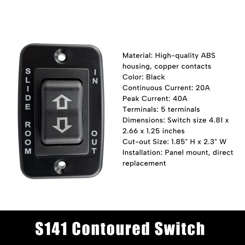Memiuyelay S141 Slide in/Slide Out Contoured Switch 20A Continuous 40A