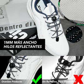 Agujetas Elasticas, Cordones para Tenis, Cordones sin Atar, Cordones Reflectantes para Zapatillas de Deporte, con Sistema de Cierre Rápido sin Atar, Talla Única para Niños y Adultos